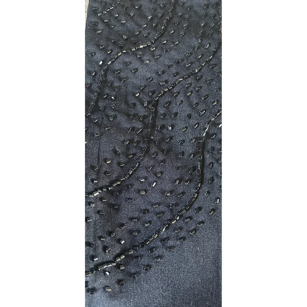 Vintage Beaded Black Stretch Nylon‎ Formal gloves Made In Hong Kong Small-XSmall